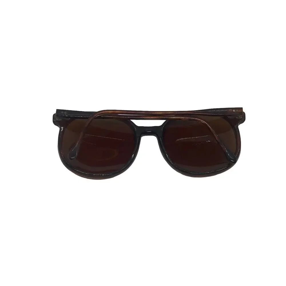 Vintage 1980s Pathway USA Opticolors 145 Demi Amber Round Horn Rimmed Sunglasses
